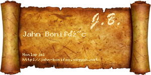 Jahn Bonifác névjegykártya